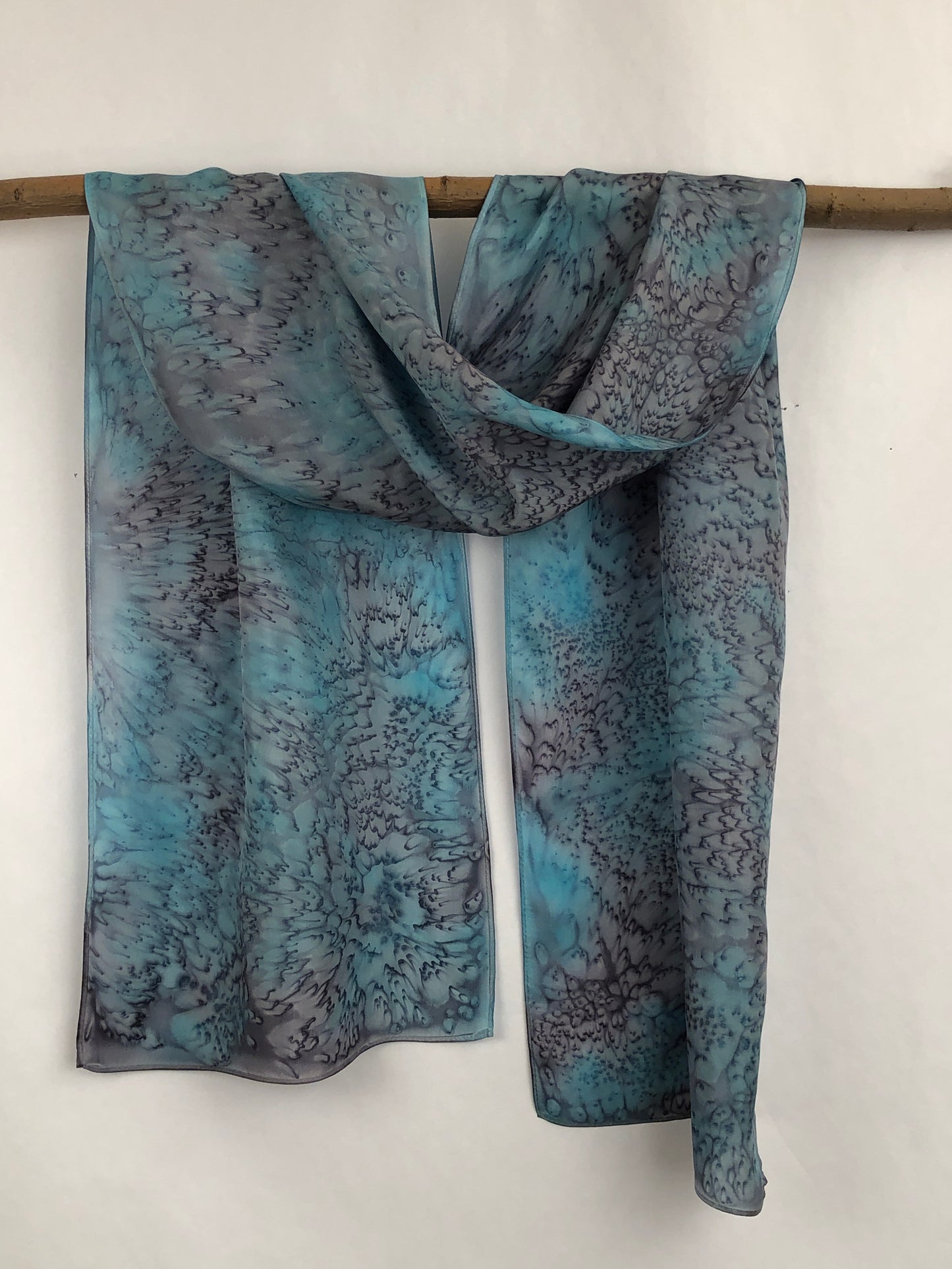 “Snow Storm Mermaid" - Hand-dyed Silk Scarf - $115