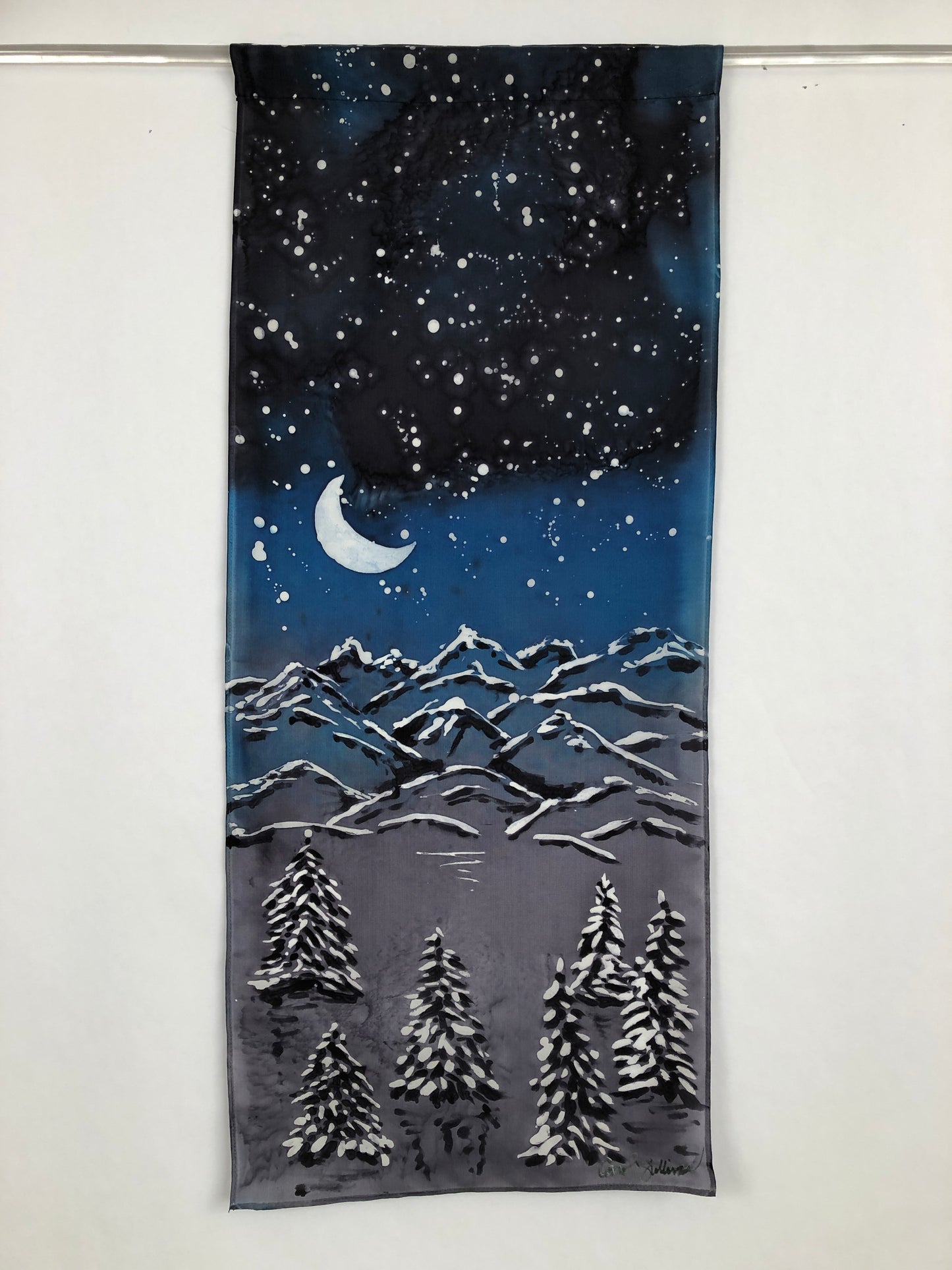 “Evening in the Mountains”- Hand-dyed Silk Wall Hanging  - $135