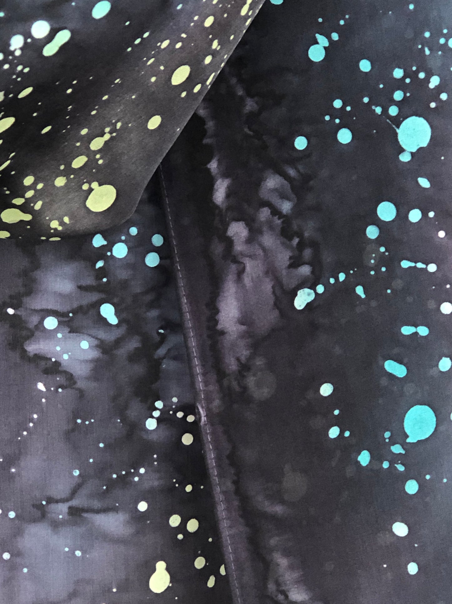 “Nebula Fantasy - Green/Blue/Yellow" - Hand-dyed Silk Scarf - $115