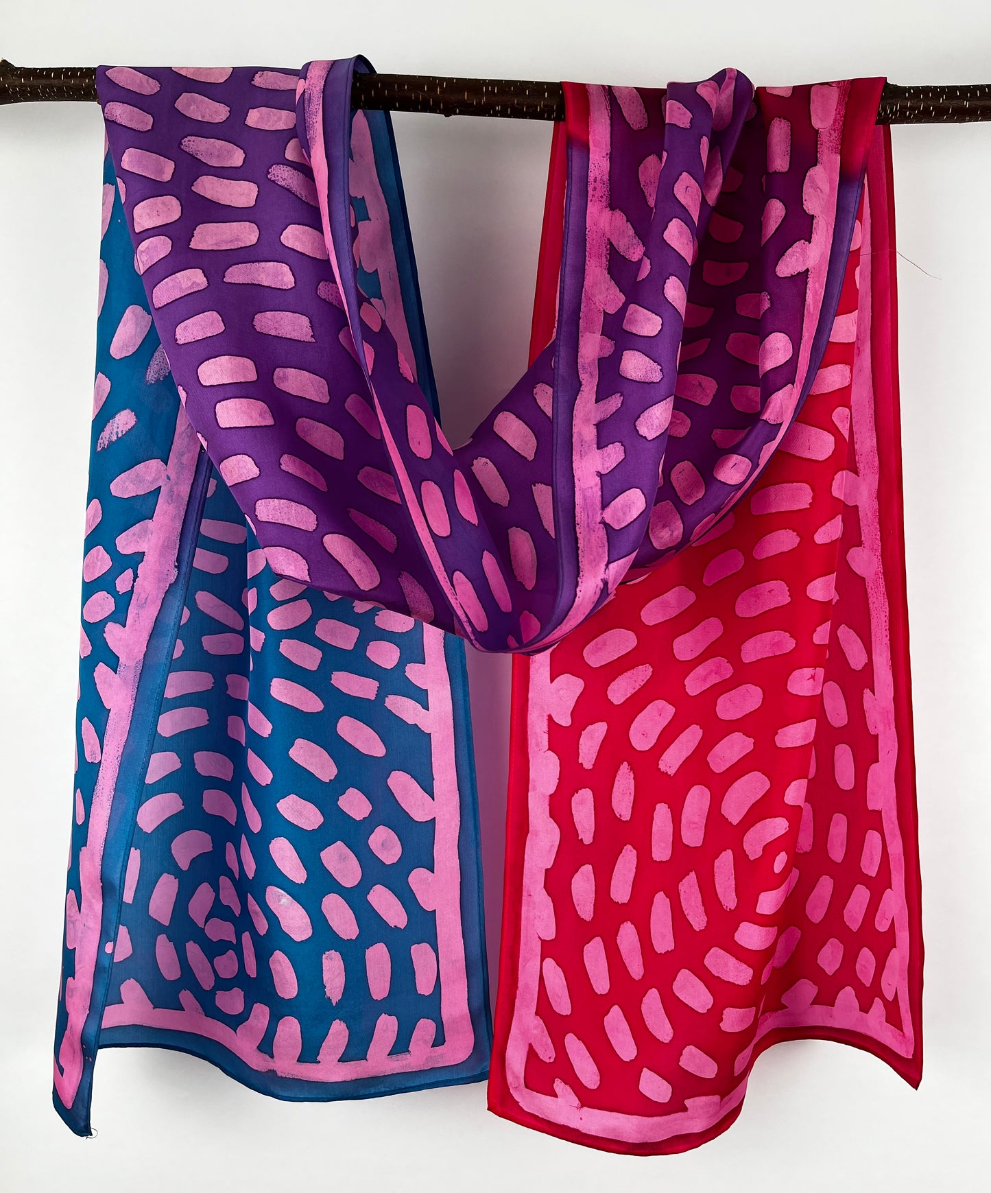 "Jewel Toned Labyrinth” - Hand-dyed Silk Scarf - $125