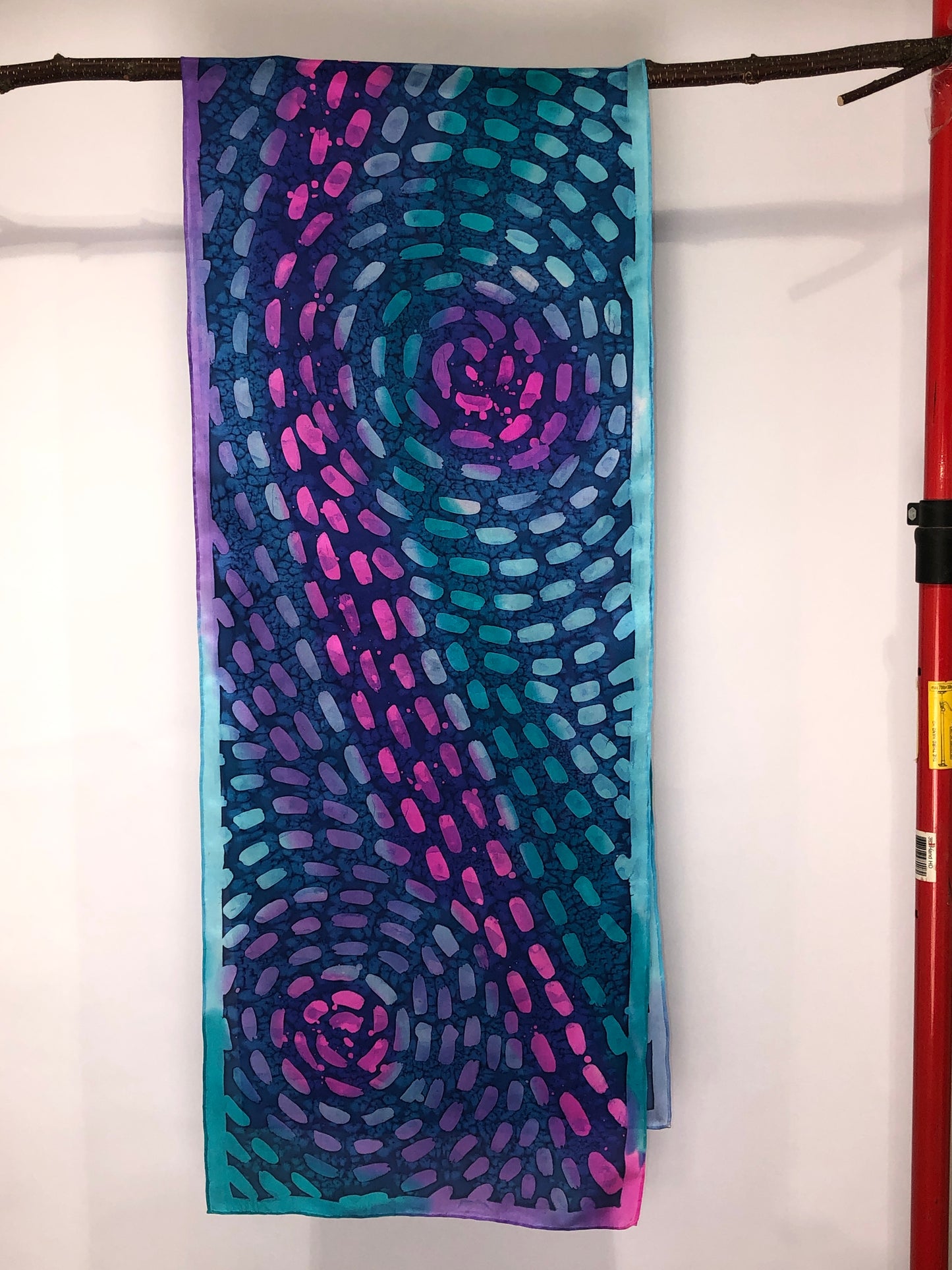 “Aurora Currents" - Hand-dyed Silk Scarf - $120